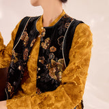 Spring new national style design sense mulberry silk light luxury black beads irregular embroidery temperament vest MZ093