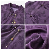 Autumn  new beautiful new Chinese style women's purple printed silk vest skirt set M7085