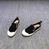 kamames New HOTan Goods HOTan Station Women's Genuine Leather Shoes All-Matching round Toe Flat Korean Casual Canvas Shoes Pumps Board Shoes