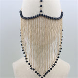 2025 MW2705  Facial mask crystal gemstone pendant metal chain fringed chain mask headgear
