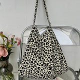 KAMAMES South Korea Dongdaemun Leopard Print Floral Canvas Bag Female Ins Xiaohongshu Same Style Printed Shoulder Bag Student Canvas Female