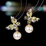2025 Spring and summer new super fairy sweet zircon butterfly pearl earrings women's s925 silver needle fashion light luxury high-end earrings