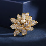 2025 Light luxury high-end blazer with corsage Japanese and Korean temperament versatile coat pin pearl three-dimensional lotus brooch