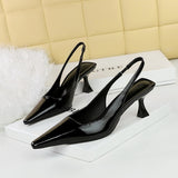 2025 2A05  style retro banquet women's shoes high-heeled wine glass heel shallow mouth square head hollow back strap empty single shoes women