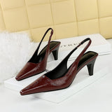 2025 2A03 retro  style simple conical heel high heel shallow mouth small square head hollowed out rear strap versatile women's shoes single shoes