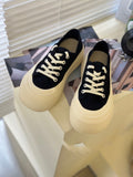 kamames Summer New Two-Way Canvas Shoes Women's Breathable Checked Cloth Casual Board Shoes Thick Bottom Slip-on Lazy Cloth Shoes