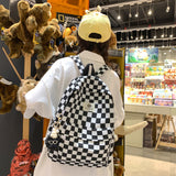 Backpack Women's New Korean-Style Fashion Chessboard Plaid College Students' Backpack Casual All-Match Junior and Middle School Students Schoolbag Wholesale