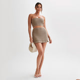 2025popular summer new beach women's solid color sexy knitted beach bikini swimsuit blouse sunscreen set
