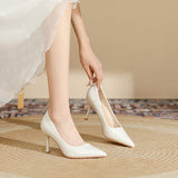 2025 811-1 Sexy patent leather bridesmaid shoes 2025 new pointed thin heels high heels women's professional commuter work shoes