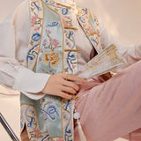 High-end national style vest popular autumn round neck heavy industry embroidery acetic acid new Chinese buckle coat female M7089