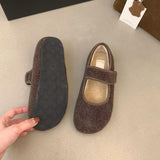 2025  Thick-soled velvet Velcro fluffy shoes women's shoes popular autumn and winter with skirts Mary Jane single shoes warm cotton shoes