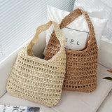 KAMAMES Bag Large Capacity Woven Bag Fashion All-Match Seaside Vacation Leisure Beach Bag Hollow Shoulder Bag Hand Bag