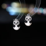 2025 Fashion OL cute micro-inlaid zircon panda pearl earrings s925 silver needle niche high-end light luxury stud earrings accessories women