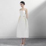 2025 niche design black and white satin suspender evening dress banquet birthday party temperament small dress can be worn at ordinary times
