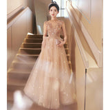 Evening dress women's banquet temperament light luxury niche style  New sense host princess dress bar mitzvah girl