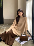 2025 Thirteen Lines popular Autumn and Winter New ins Temperament Turtleneck Knitted Sweater Cloak Versatile Sweater Women 25128