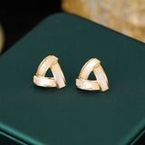 2025 new  niche Korean temperament Internet celebrity earrings s925 silver needle natural mother shell triangular earrings