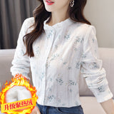 Cotton cocoon, idyllic embroidered white shirt women's long sleeves  pure cotton fungus collar top slim-fitting and thin shirt