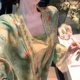 new Chinese style super good-looking embroidered jacquard splicing cardigan jacket suspender skirt two-piece set female N4072