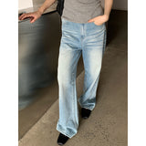 2025 THE MIND retro light blue jeans women's 2025 thirteen rows summer new straight versatile wide-leg pants N1