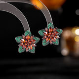 2025 retro celebrity elegant temperament flower stud earrings high-end earrings women's s925 silver needle zircon earrings wholesale