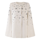 Autumn and winter high-end Xiaoxiangfeng heavy industry bead jacket  new loose temperament celebrity cape women L9115
