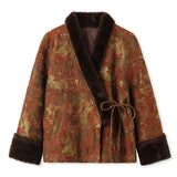 Winter national style new Chinese fashion furry top retro embroidered lace-up high-end down jacket female MY018