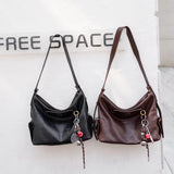 Fashion retro large-capacity tote bag New genuine leather women's bag versatile first-layer vegetable tanned leather crossbody shoulder bag 9004