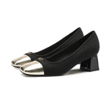 2025 5299-A1 Square head thick heel high heels women's 2025 women's autumn new  medium heel shallow mouth professional work shoes