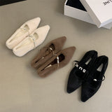 2025  Pointed hair shoes women wear in autumn and winter popular new  evening fairy wind flat shoes women velvet