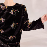 Autumn and winter new Chinese style light luxury shirt popular new temperament velvet embroidered top women's MX092