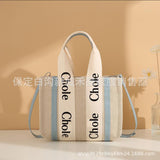 KAMAMES Xiaohongshu Kou's Same Letter Printed Canvas Bag Large Capacity Handbag Internet Celebrity Tote Bag Women's Shopping Bag Fashion