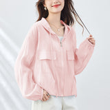 Cotton cocoon, sunscreen clothing women's summer  new shirt sunscreen light casual hooded cardigan jacket women