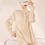 Spring national style lace design shirt women's  new Chinese retro lace stand-up collar long-sleeved top MZ060