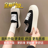 kamames Niche Design All-Match Super Hot White Shoes for Women  Spring and Autumn New Hong Kong Style Thick Bottom Height Increasing Canvas Shoes Two-Way Wear