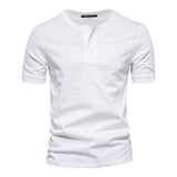 KAMAMES 2025 Hot trade New clothes men's t-Henry crew neck short-sleeved T-shirt heavy men's slim-fit solid-color sports bottoming shirt