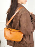 First layer vegetable tanned cowhide women's bag high-end retro pillow bag New shoulder messenger bag leather dumpling bag 9932