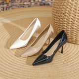 2025 811-1 Sexy patent leather bridesmaid shoes 2025 new pointed thin heels high heels women's professional commuter work shoes
