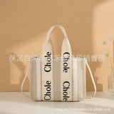 KAMAMES Xiaohongshu Kou's Same Letter Printed Canvas Bag Large Capacity Handbag Internet Celebrity Tote Bag Women's Shopping Bag Fashion