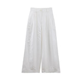 2025 THE MIND pleated wide-leg casual pants women's 2025 summer new Korean version simple high-waisted versatile long pants T020
