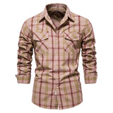KAMAMES 2025 popular Hot Trade Light Business Autumn New Men's Beauty Size Pocket Professional Shirt Fashion Plaid Long Sleeve Shirt Men's