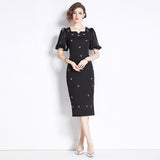 New handmade diamond-encrusted  light luxury temperament slim dress