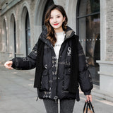 Down cotton-padded clothes for women in 2024, new loose large-size cotton-padded jackets, warm scarves, hats for female students, short cotton-padded clothes in autumn and winter