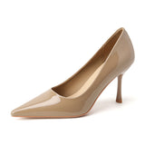 2025 811-1 Sexy patent leather bridesmaid shoes 2025 new pointed thin heels high heels women's professional commuter work shoes