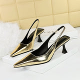 2025 2A05  style retro banquet women's shoes high-heeled wine glass heel shallow mouth square head hollow back strap empty single shoes women