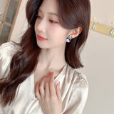 2025 Fashion OL cute micro-inlaid zircon panda pearl earrings s925 silver needle niche high-end light luxury stud earrings accessories women