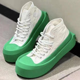 kamames New Summer Men and Women BA. Bv Mickey White Shoes Big Toe High Top Canvas Shoes All-Matching Platform Height Increasing Shoes