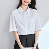 Cotton cocoon, white short-sleeved shirt women's summer  new commuter versatile Korean version white shirt casual versatile