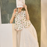 Guofeng  Summer Fashion Embroidery Printed Vest New Chinese High-end Light Luxury Disc Buckle Sleeveless Vest N4089
