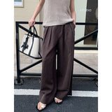 2025 THE MIND Tencel Drop Wide Leg Casual Pants Women's 2025 Thirteen Lines Early Spring High Waist Versatile Long Pants T008